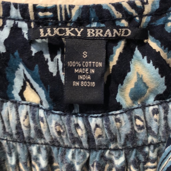 Lucky brand beautiful blue adjustable strap tribal print dress, long length - Picture 3 of 7